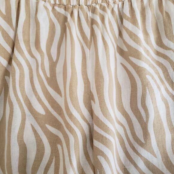 Sincerely Jules Linen Blend Zebra Print Elastic High Rise Straight Leg Pant L - Picture 6 of 11